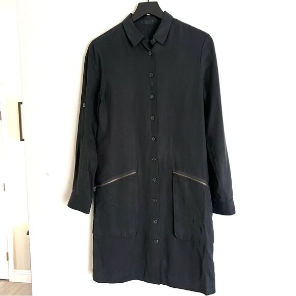 ATM Belted Shirt Dress in Black ANTHONY THOMAS MELILLO Size XS - Picture 2 of 9